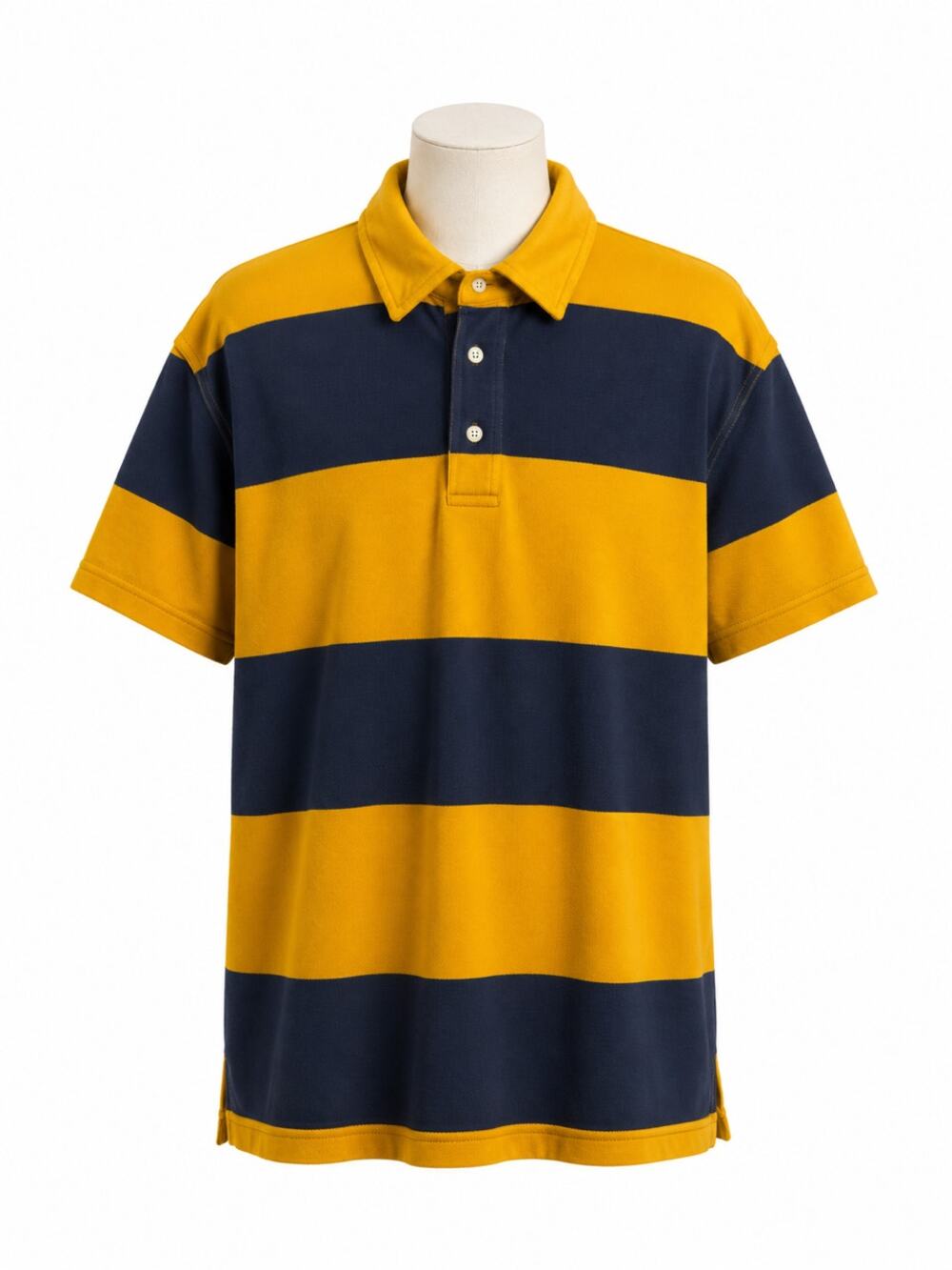 Rugby Stripe Polo Shirt Colorblock  Preppy Old School Graphtie Jeanswear Large